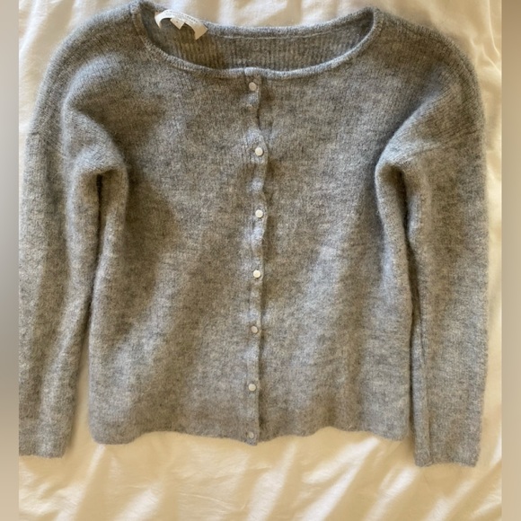 Sezane Gaspard Cardigan Super soft Mohair and Baby Alpaca Blend Lt Grey Size S - Picture 5 of 15